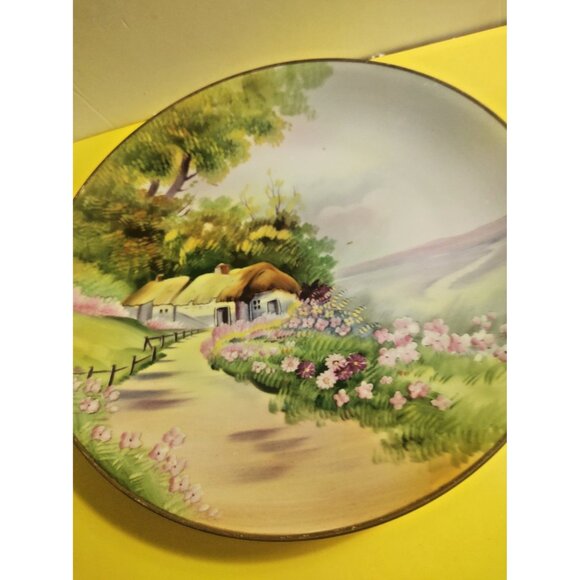 Vintage Hand Painted Nippon Japan Decorator Plate 10 /4" Rural Cottage Scene - Picture 4 of 10